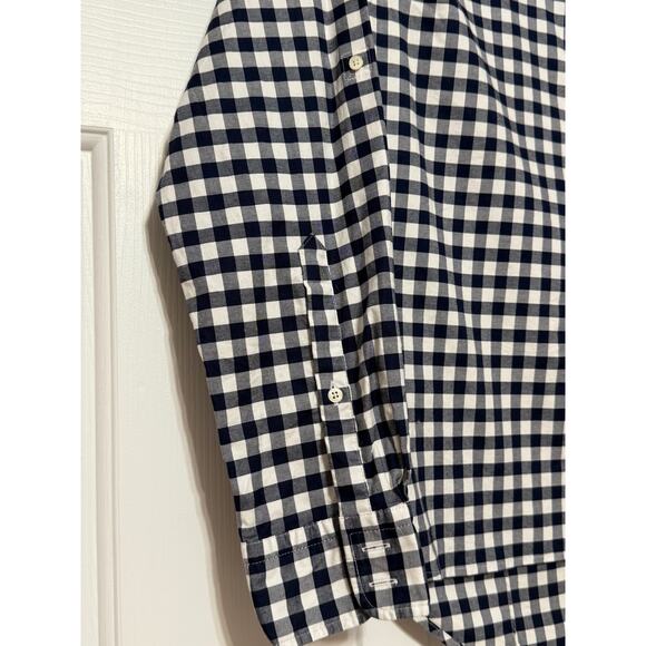 Women's Peter Millar Navy Checked Button Down Shirt, Size L - Picture 4 of 6